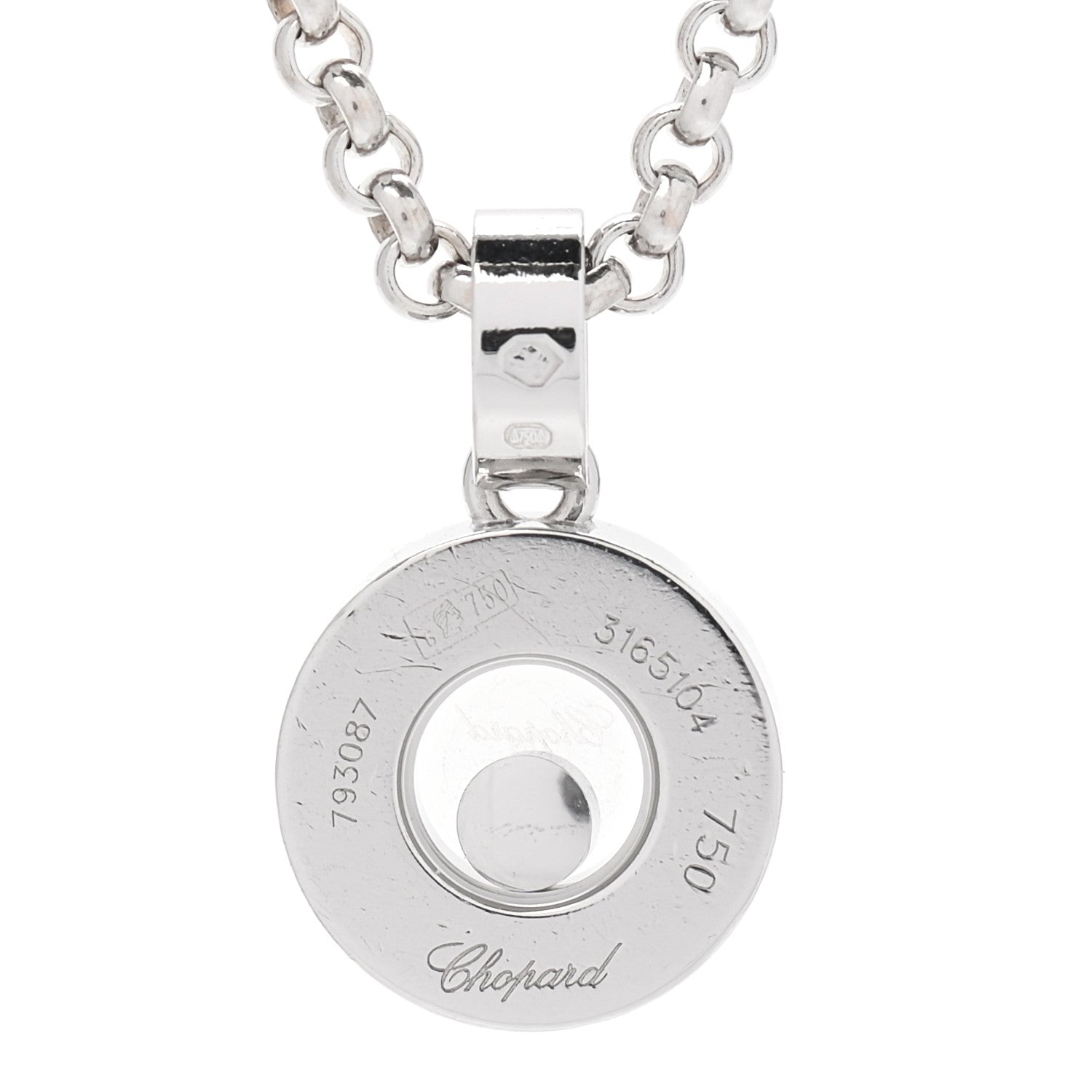 Chopard 18K White Gold Happy Diamond Halo Pendant Necklace 4 of 6