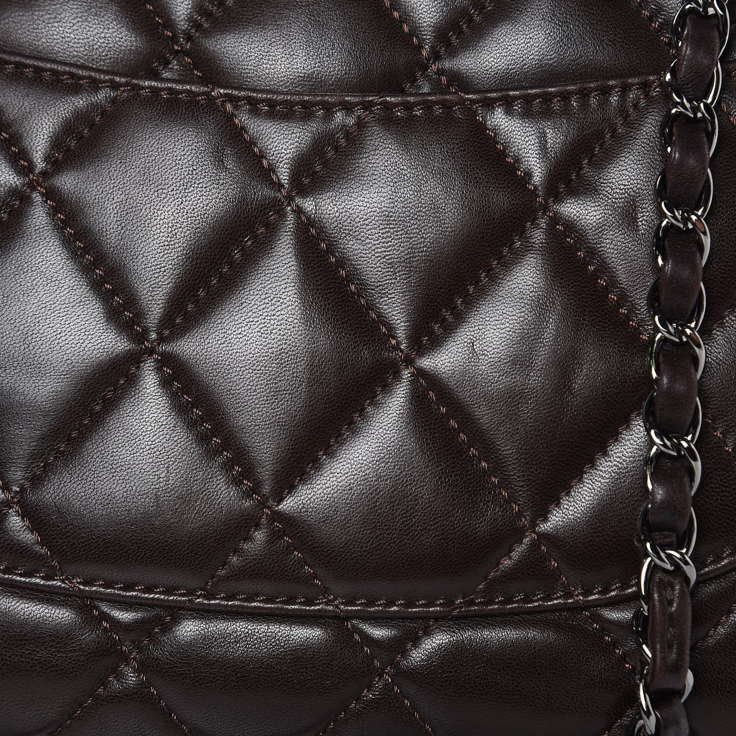 Lambskin Quilted Large 3 Flap Dark Brown