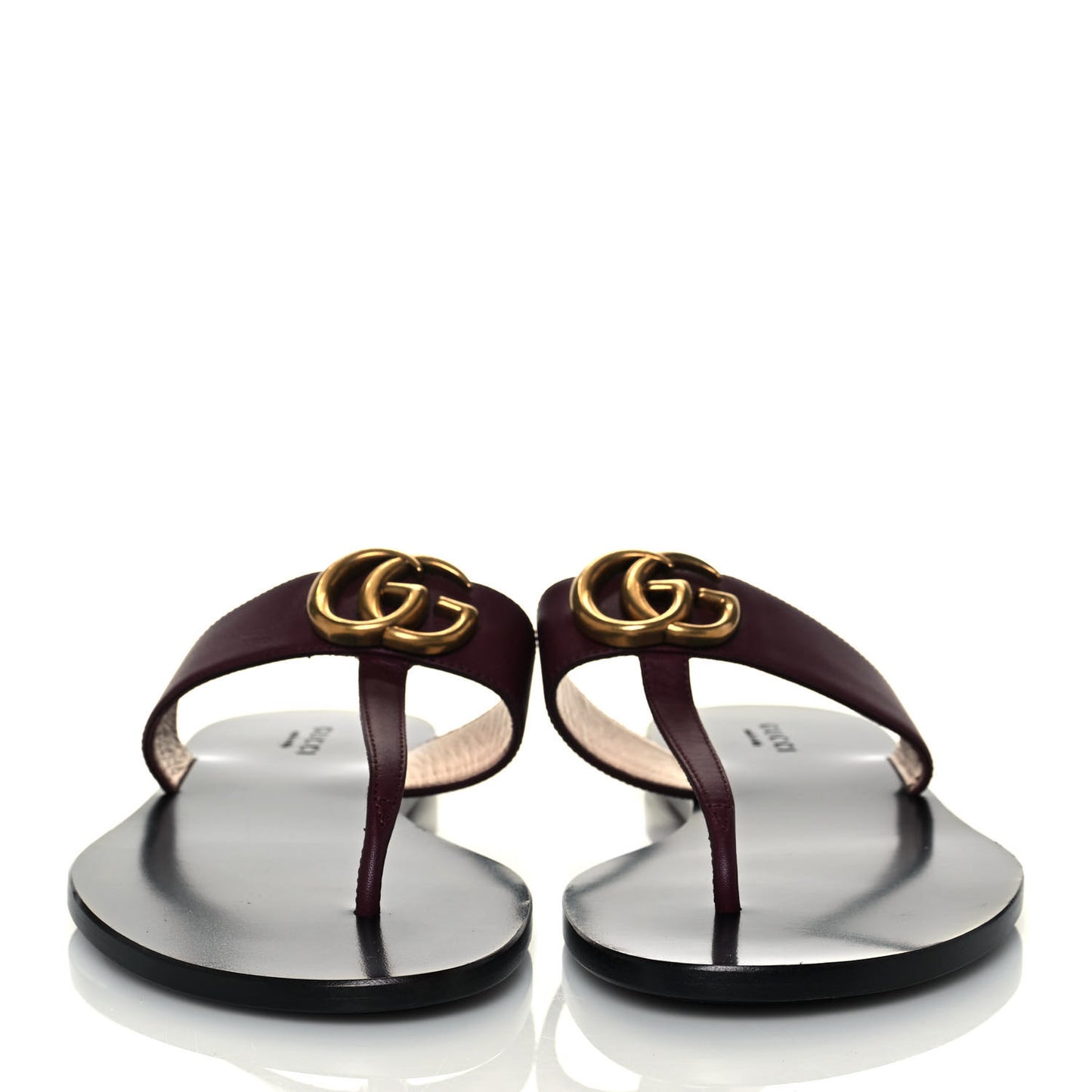 Calfskin GG Marmont Thong Sandals 37.5 Vintage Bordeaux