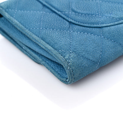 Chanel Iridescent Caviar Quilted Travel Wallet Blue 11 of 21