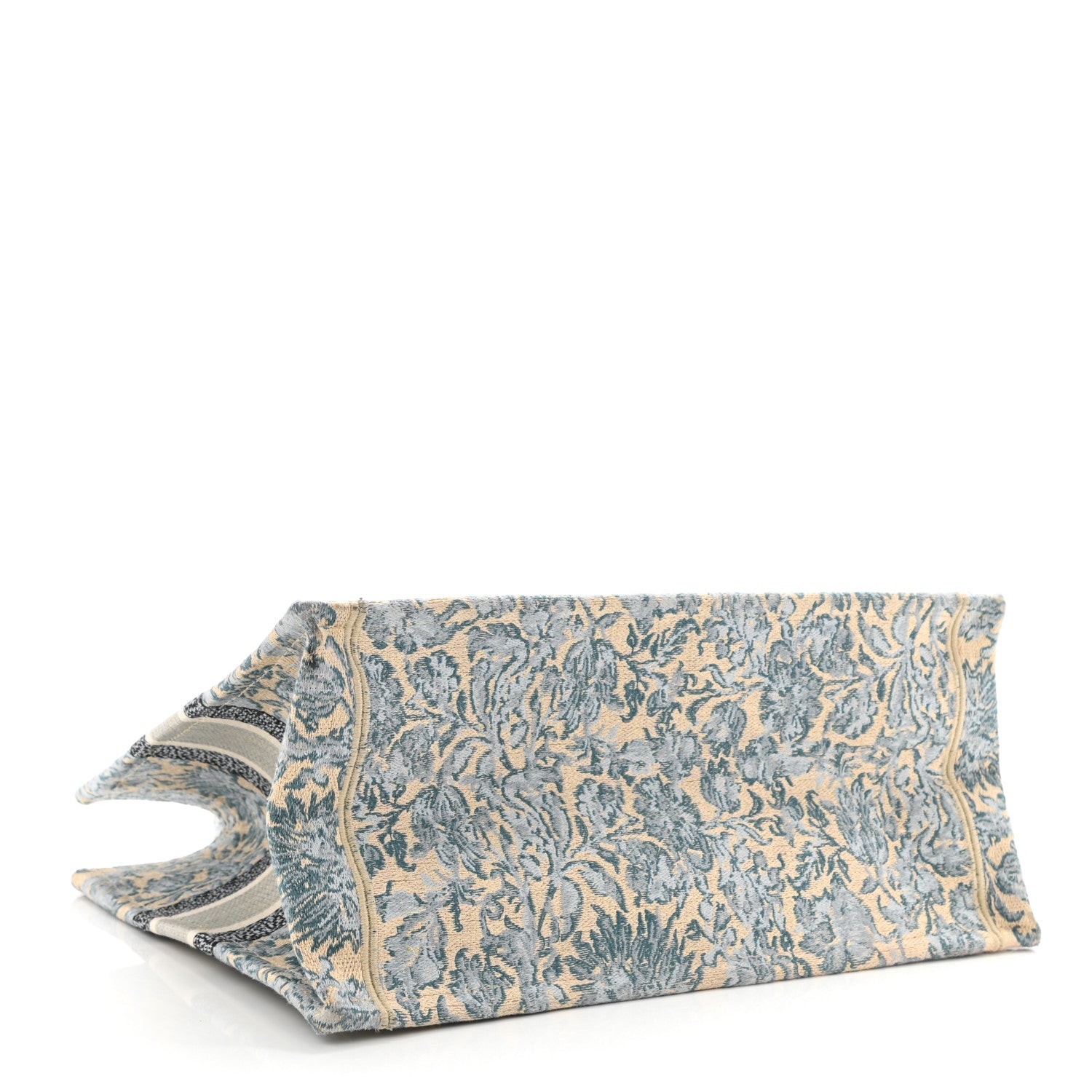 Christian Dior Canvas Embroidered Medium Brocart Book Tote Metallic Blue 4 of 8