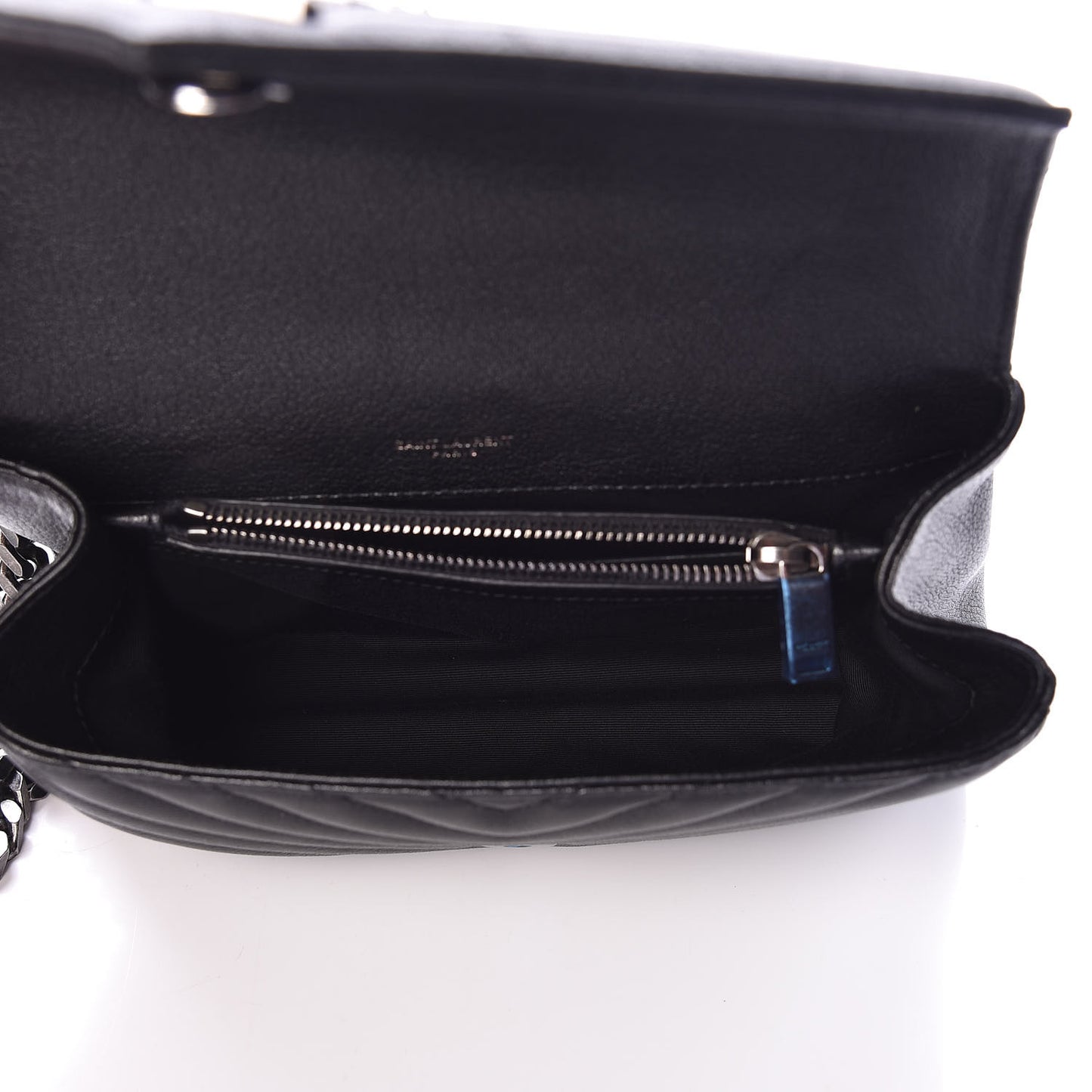 Sheepskin Matelasse Chevron Monogram Medium College Bag Black