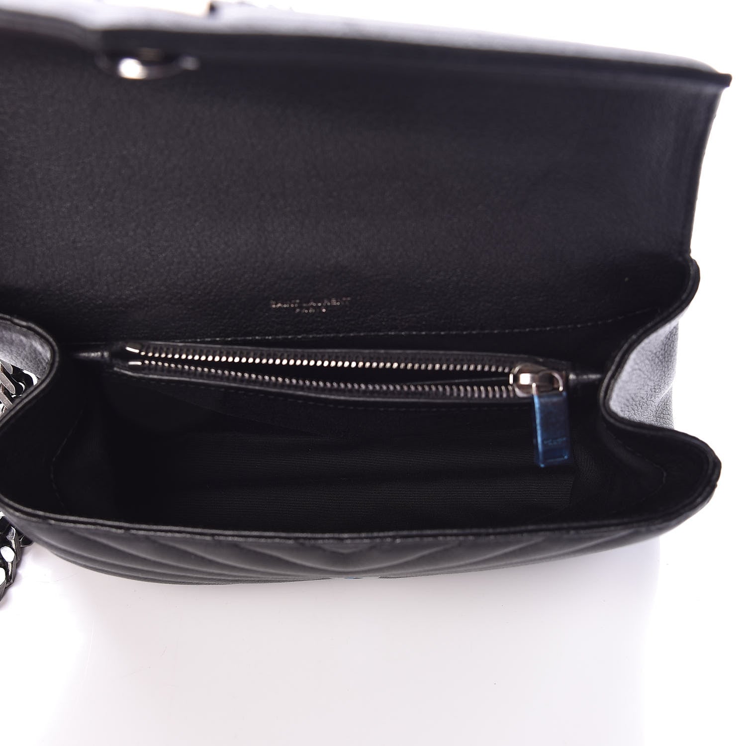 Saint Laurent Sheepskin Matelasse Chevron Monogram Medium College Bag Black 5 of 9