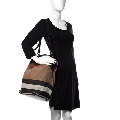 Burberry Canvas Mega Check Medium Ashby Hobo Black 2 of 11