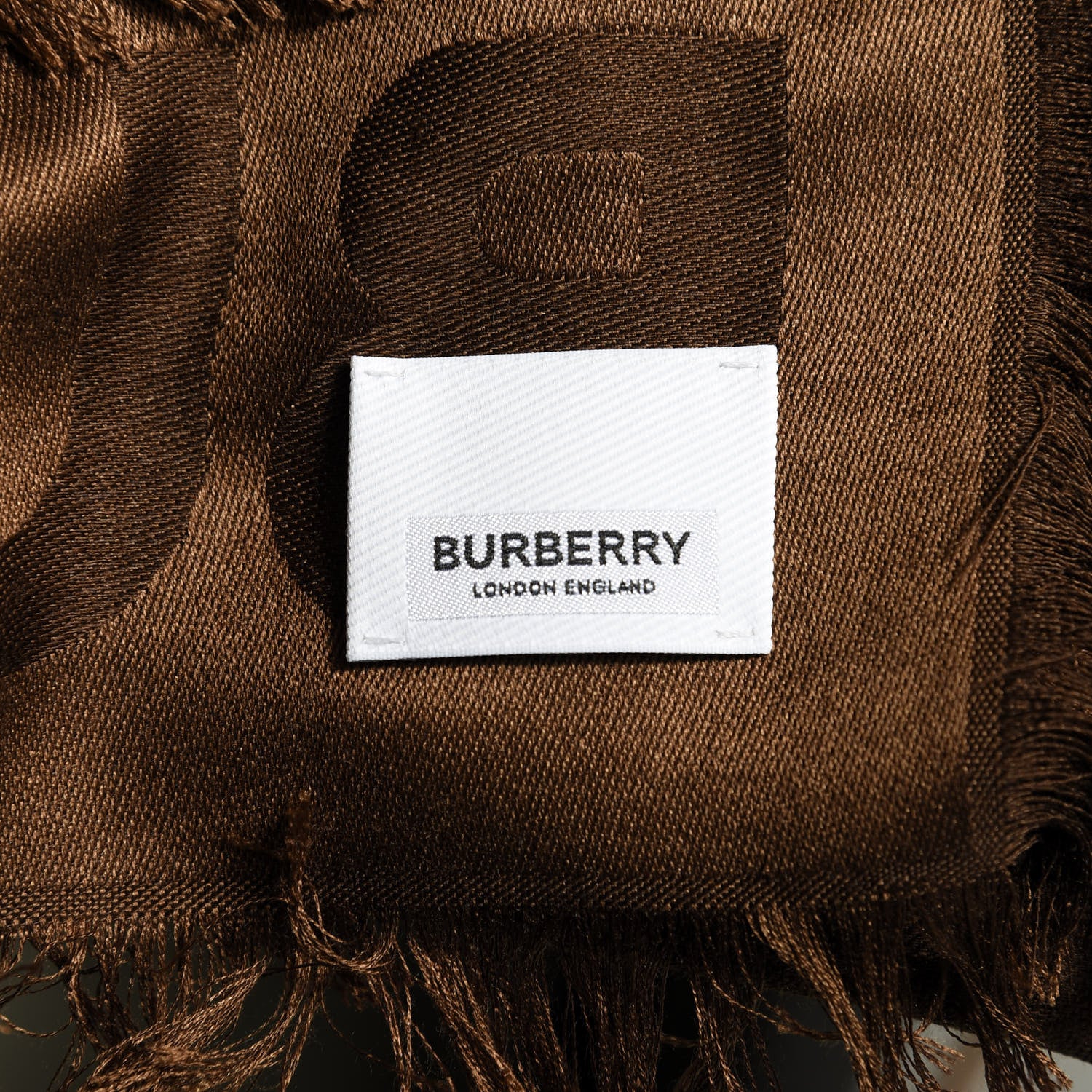 Burberry Silk Wool Monogrammed TB Print Square Scarf Dark Chesnut 2 of 3