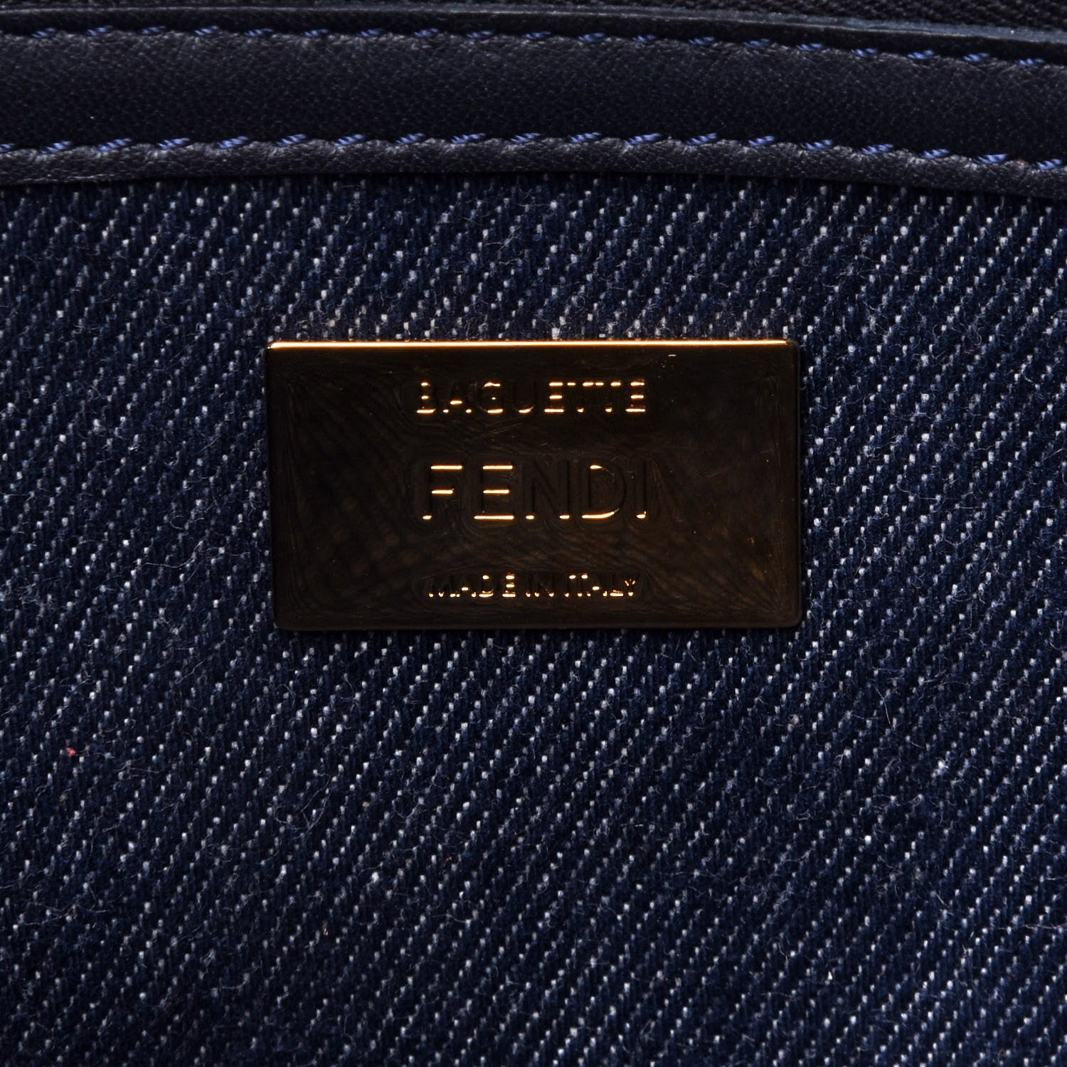 Fendi Denim Large Baguette Blue Rosso 7 of 16