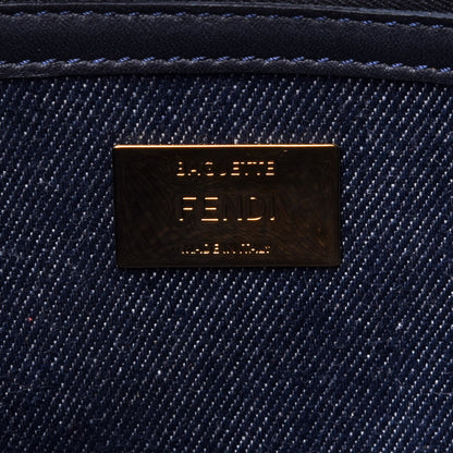 Fendi Denim Large Baguette Blue Rosso 7 of 16