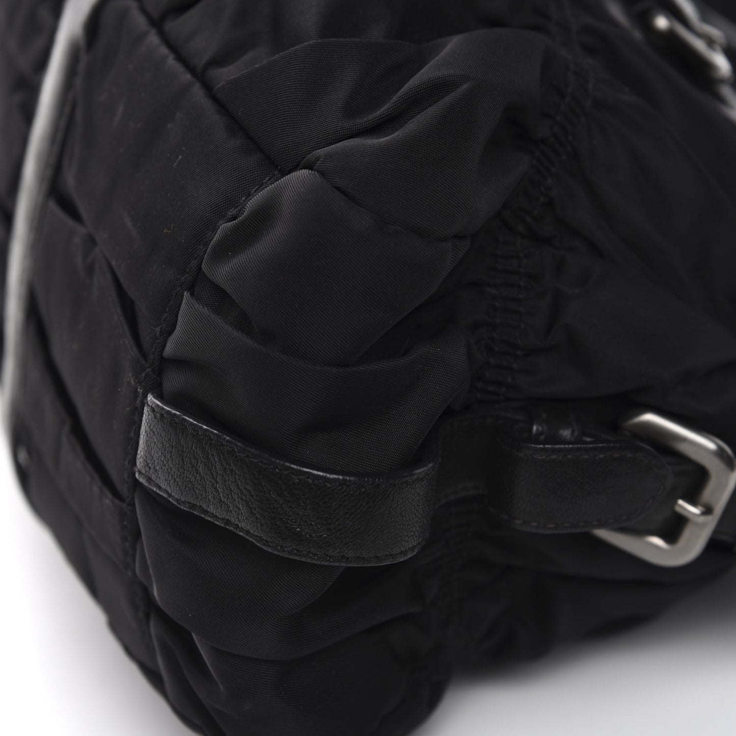 Tessuto Nylon Nappa Braided Gaufre Shoulder Bag Black