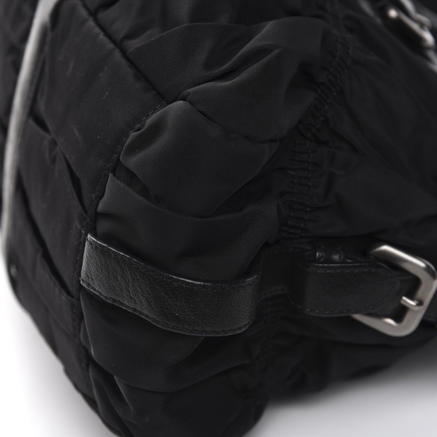 Prada Tessuto Nylon Nappa Braided Gaufre Shoulder Bag Black 7 of 9