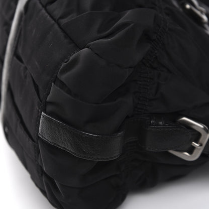 Prada Tessuto Nylon Nappa Braided Gaufre Shoulder Bag Black 7 of 9