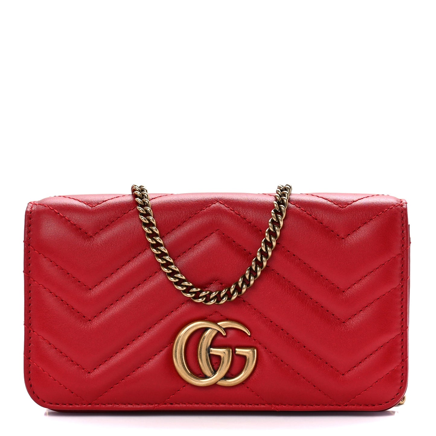 Calfskin Matelasse GG Marmont Mini Bag Hibiscus Red