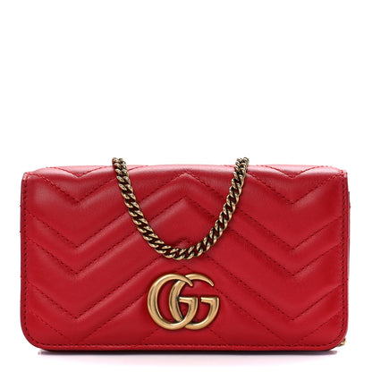 Gucci Calfskin Matelasse GG Marmont Mini Bag Hibiscus Red 1 of 10