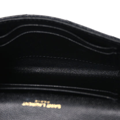 Saint Laurent Grain De Poudre Matelasse Chevron Small Monogram Envelope Wallet Black 5 of 7