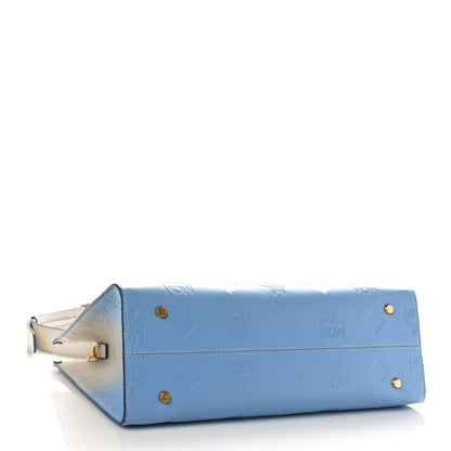 MCM Calfskin Gradation Monogram Large Munchen Tote Blue 4 of 9