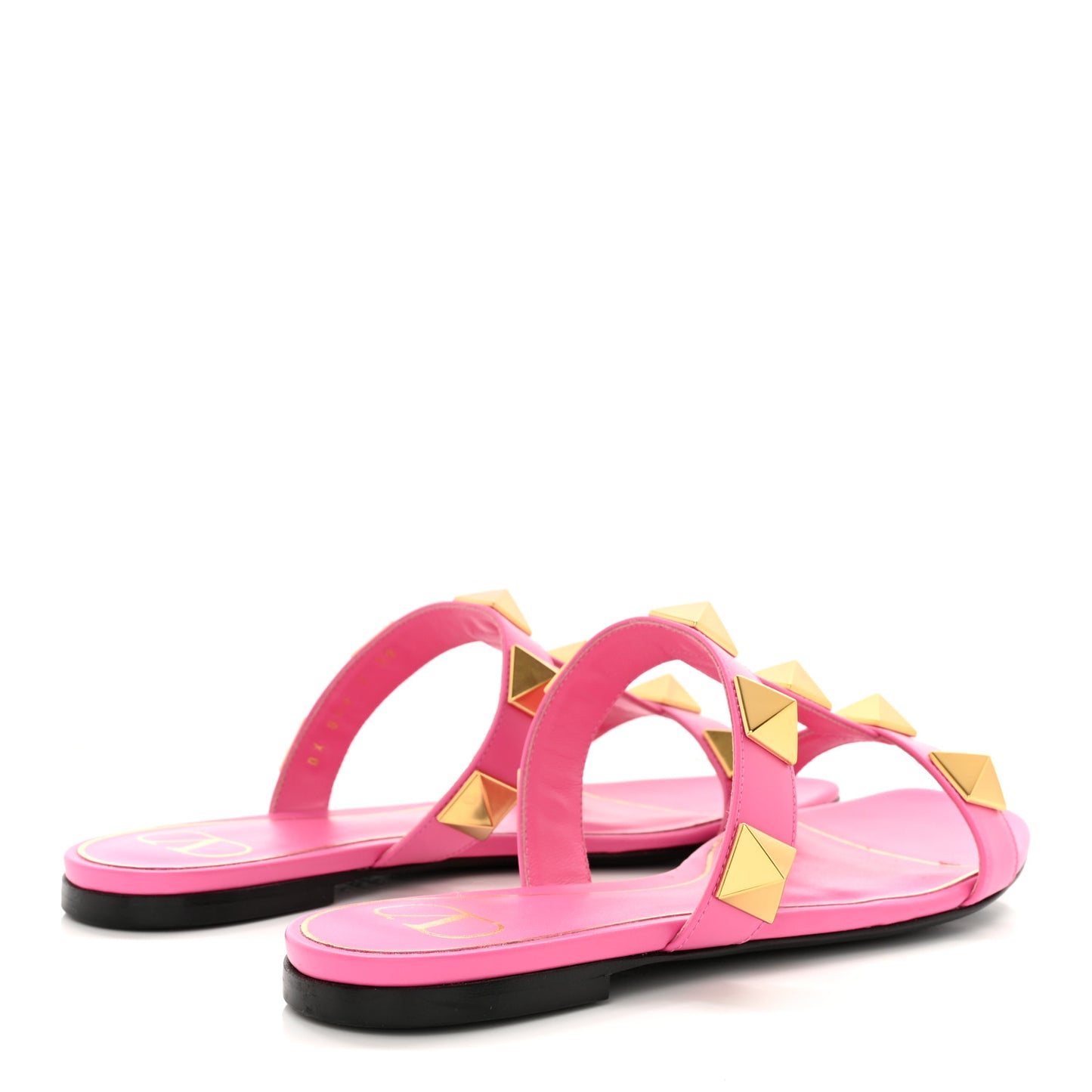 Calfskin Roman Stud Flat Slide Sandals 38 Feminine Pink