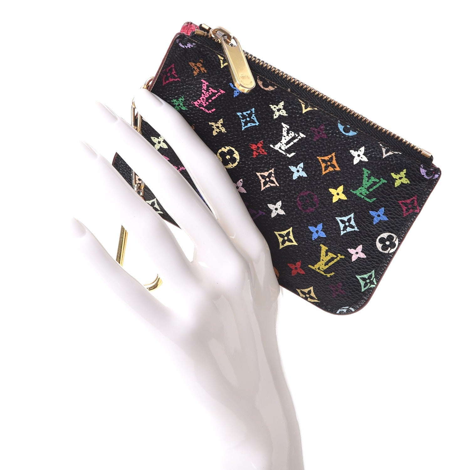 Louis Vuitton Monogram Multicolor Key Pouch Black Grenade 2 of 9