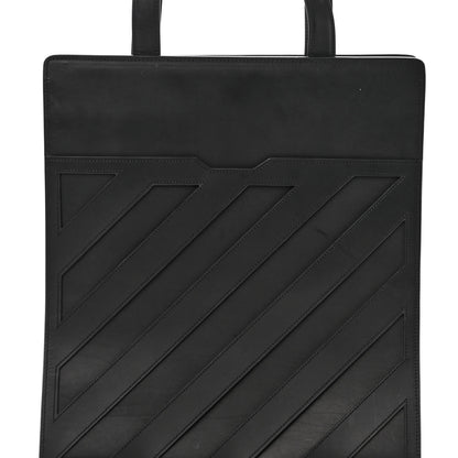 Off-White Calfskin Striped Diag Tote Black 7 of 9