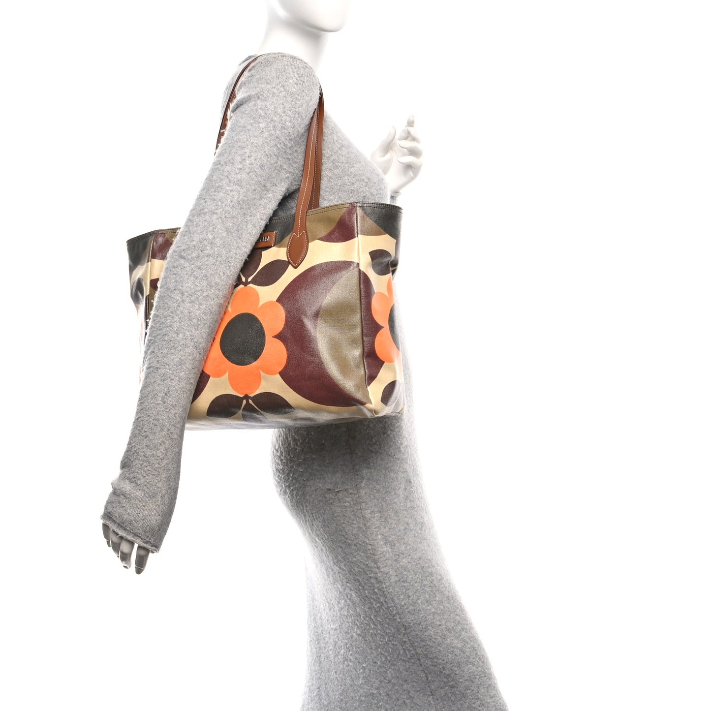 Tessuto Flower Print Shopping Tote Militaire Multicolor