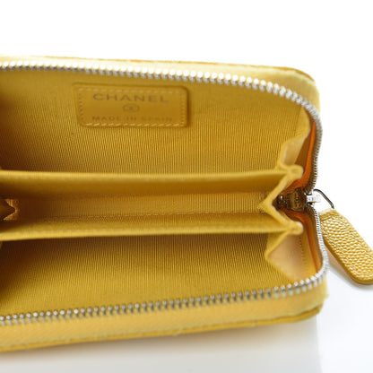 Chanel Caviar Chevron Quilted Zip Coin Purse Yellow 6 of 10
