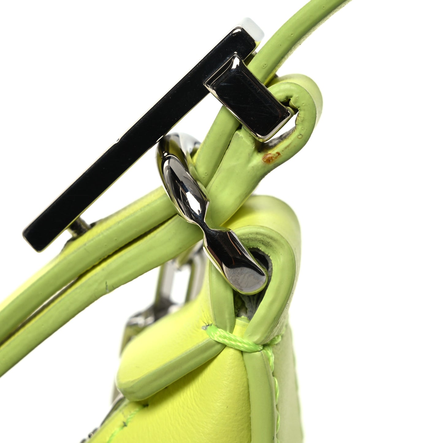 Smooth Calfskin Small Moon Cut Out Shoulder Bag Fluo Yellow