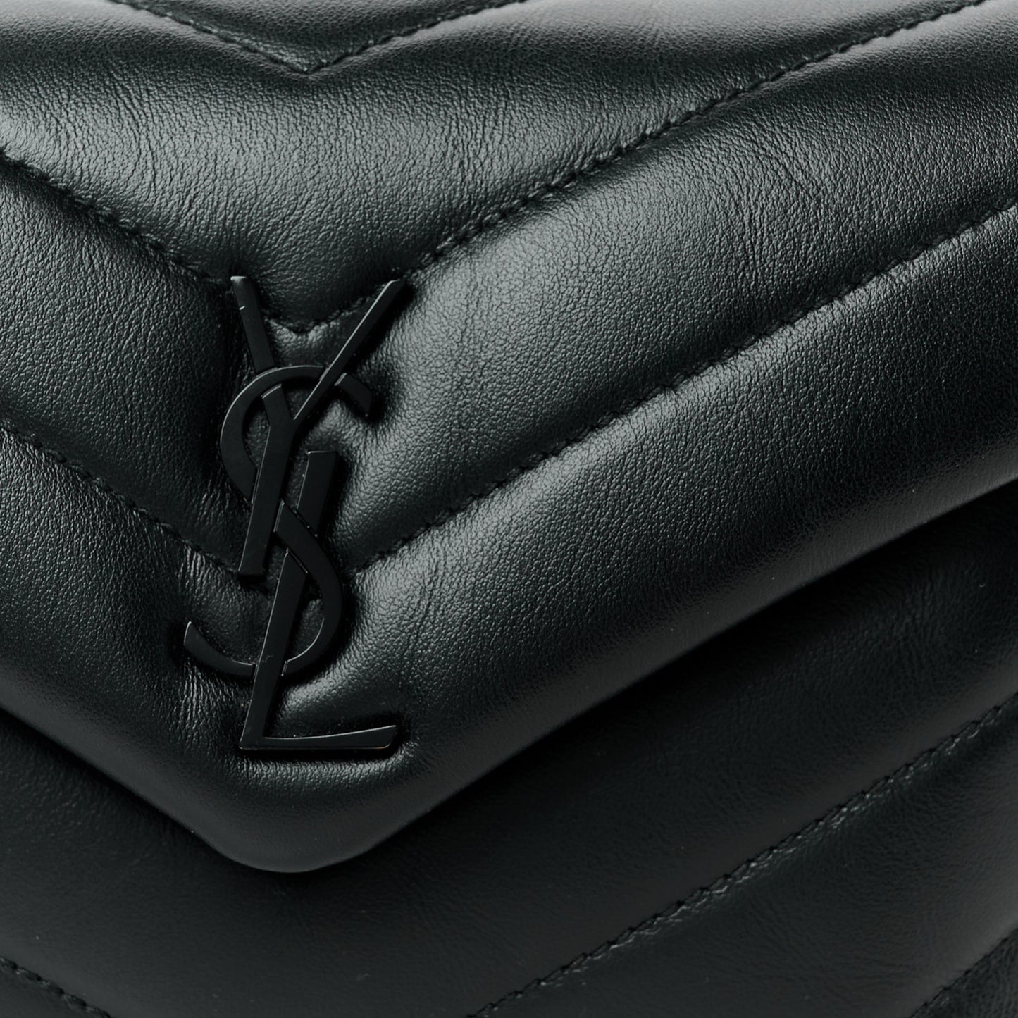 Calfskin Y Quilted Monogram Monochrome Toy Loulou Crossbody Bag Black