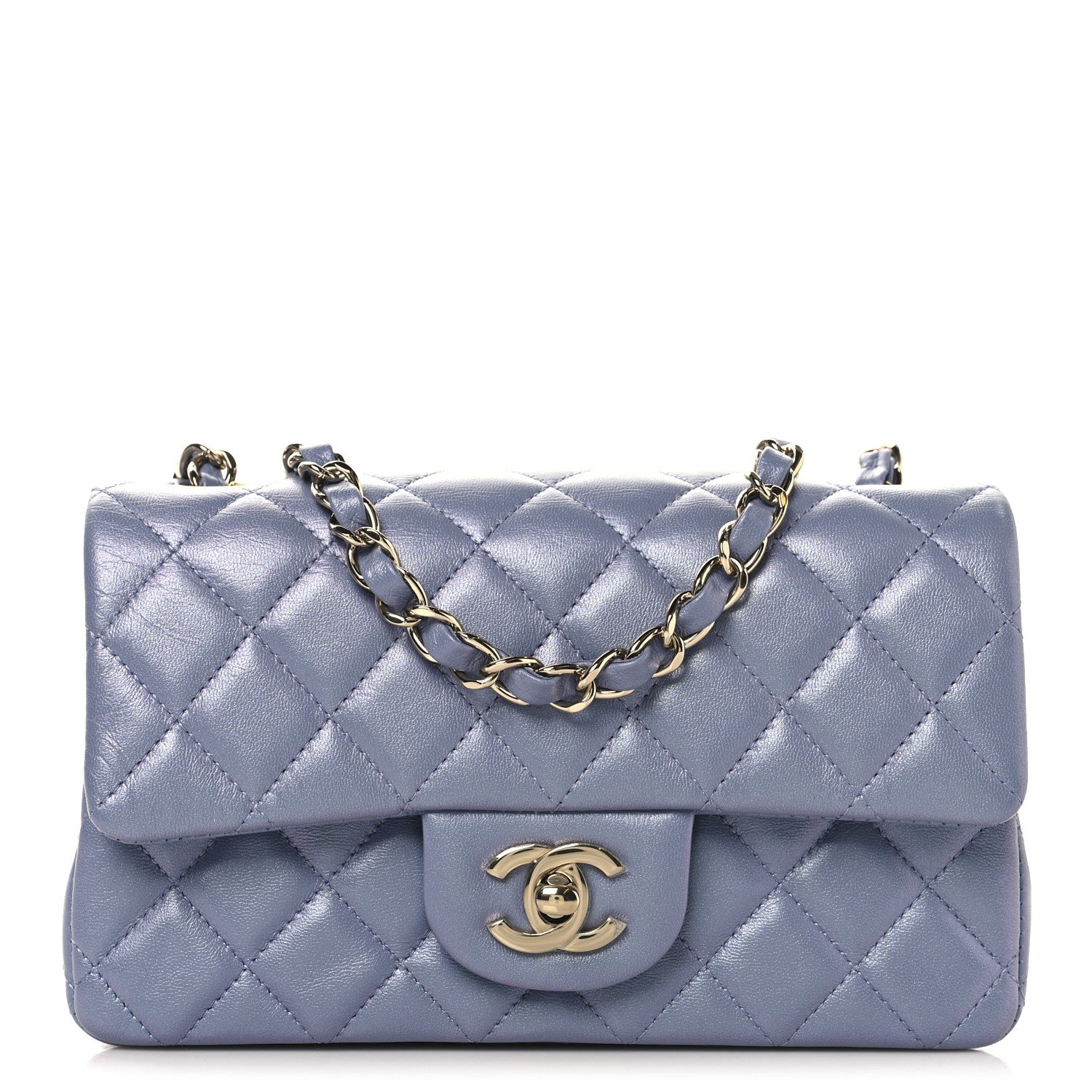 Chanel Iridescent Lambskin Quilted Mini Rectangular Flap Light Purple 1 of 10