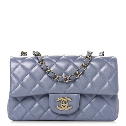 Chanel Iridescent Lambskin Quilted Mini Rectangular Flap Light Purple 1 of 10