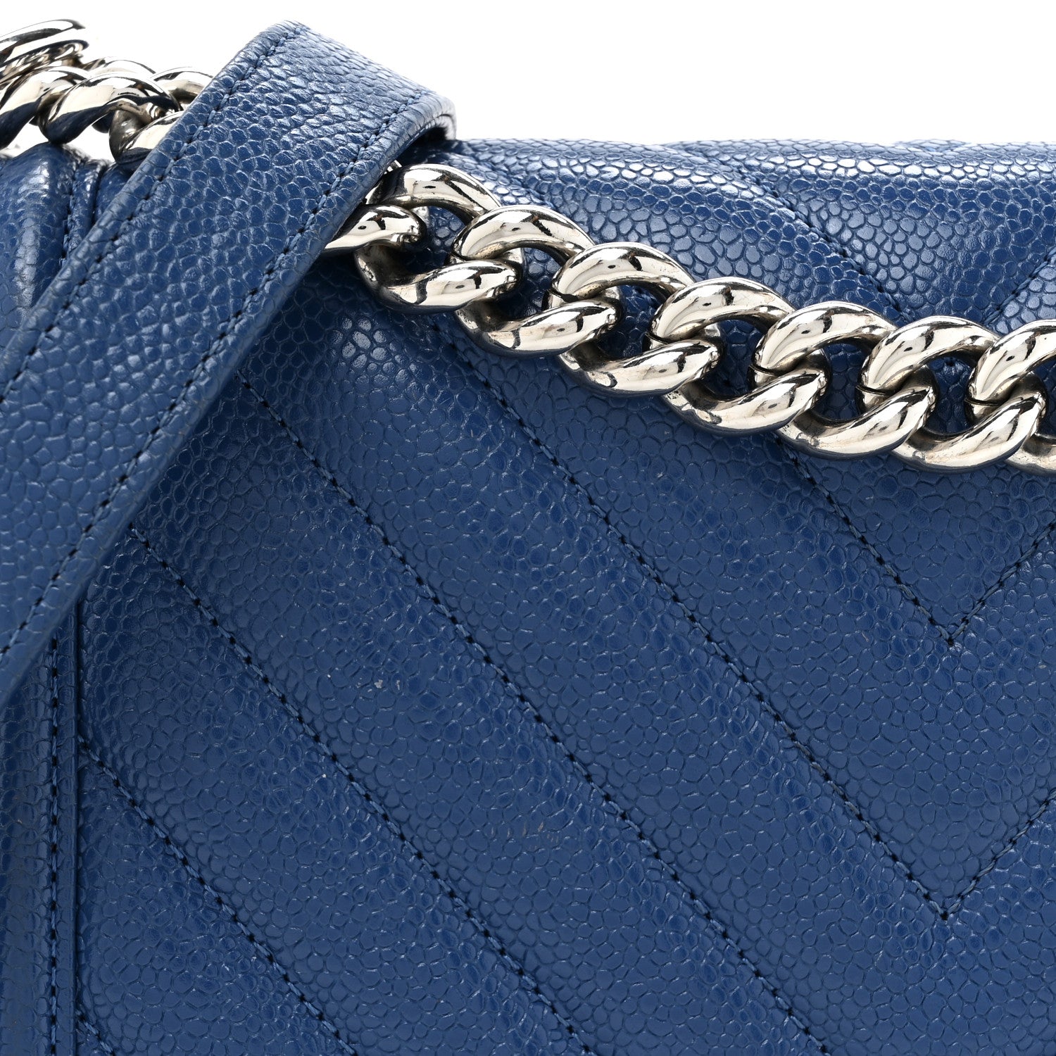 Chanel Caviar Chevron Quilted Medium Boy Flap Navy 8 of 14