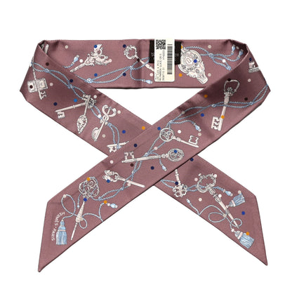 Hermes Silk Les Cles A Pois Twilly Marron Glace Gris 1 of 4