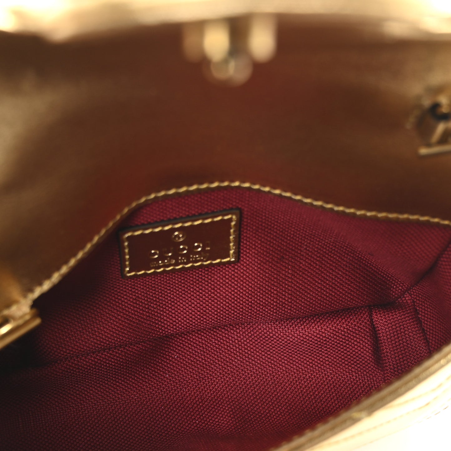 Metallic Calfskin Matelasse Super Mini GG Marmont Shoulder Bag Gold