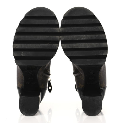Louis Vuitton Patent Calfskin Monogram Star Trail Ankle Boots 37.5 Black 5 of 7