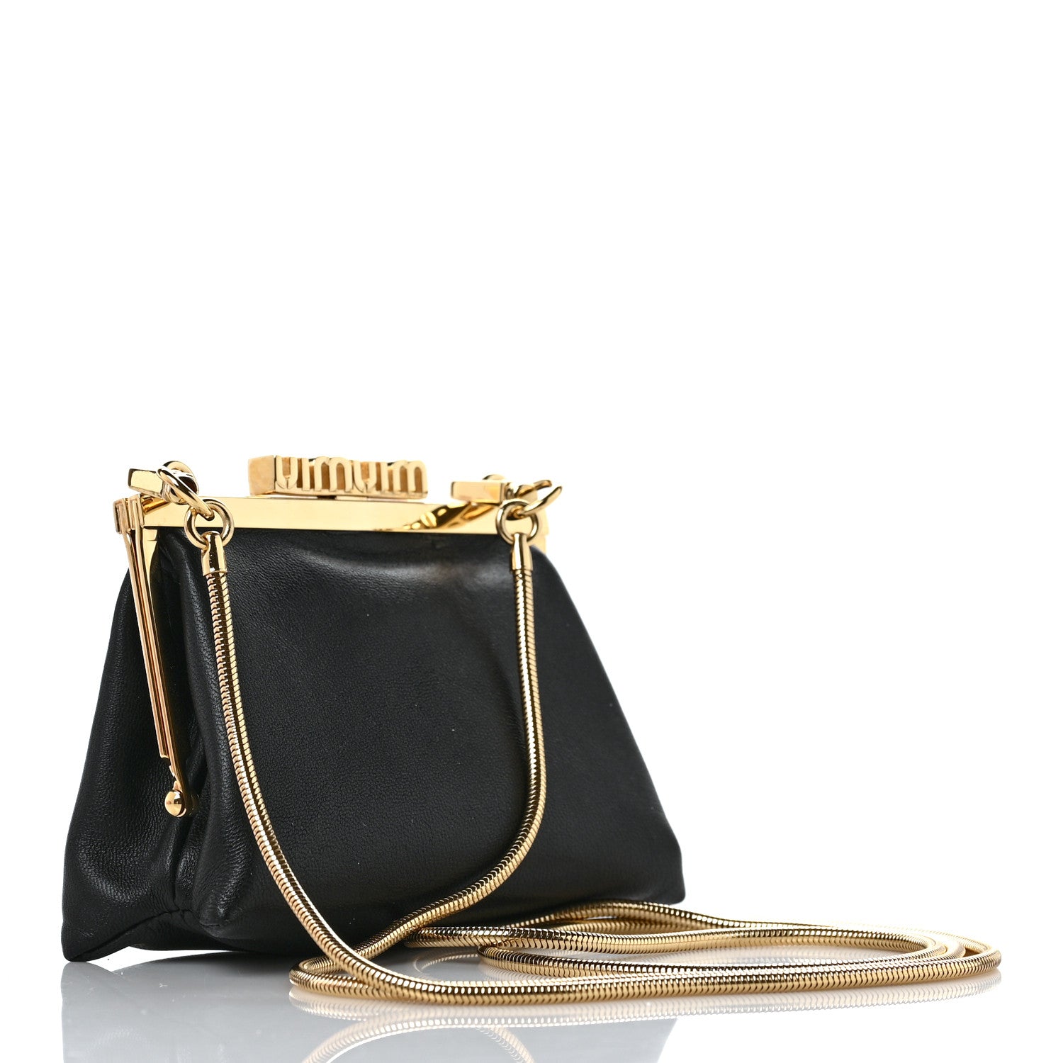 Miu Miu Goatskin Frame Chain Shoulder Pouch Black 2 of 7