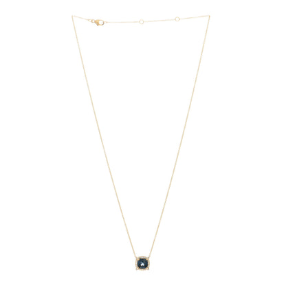 David Yurman 18K Yellow Gold Diamond Hampton Blue Topaz 7mm Petite Chatelaine Pave Bezel Pendant Necklace 2 of 4