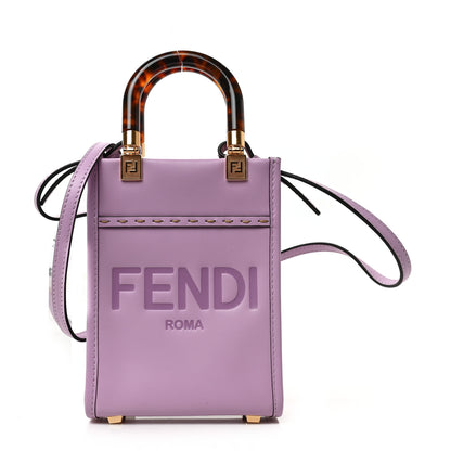 Fendi Vitello King Plexiglass Logo Embossed Mini Fendi Sunshine Shopper Tote Lavanda 1 of 8
