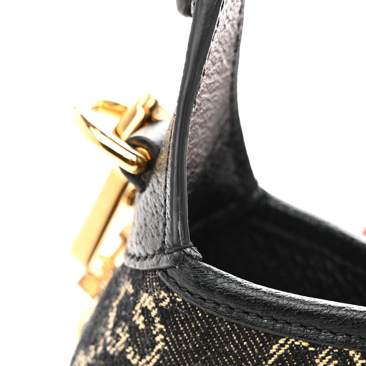 Gucci Jacquard Black Denim GG Monogram Textured Dollar Calfskin Mini Jackie 1961 Hobo Black Ivory 11 of 13