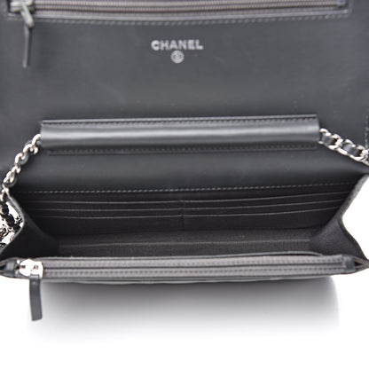 Chanel Patent Quilted Wallet On Chain WOC Black 4 of 13