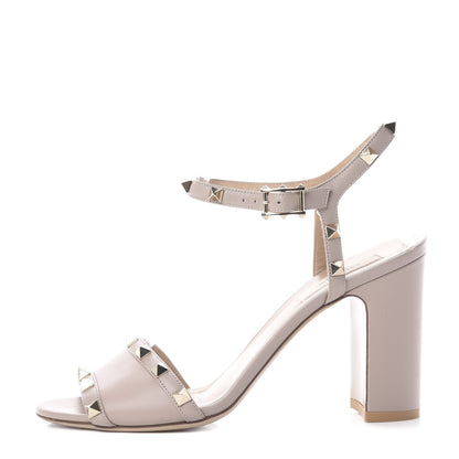 Valentino Garavani Calfskin Rockstud Ankle Strap 90mm Sandals 38 Poudre 1 of 6