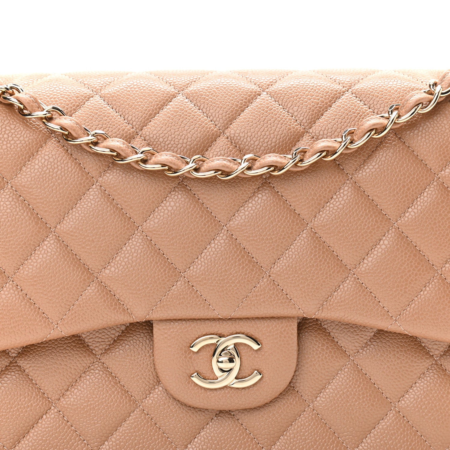 Chanel Caviar Quilted Jumbo Double Flap Beige 8 of 11