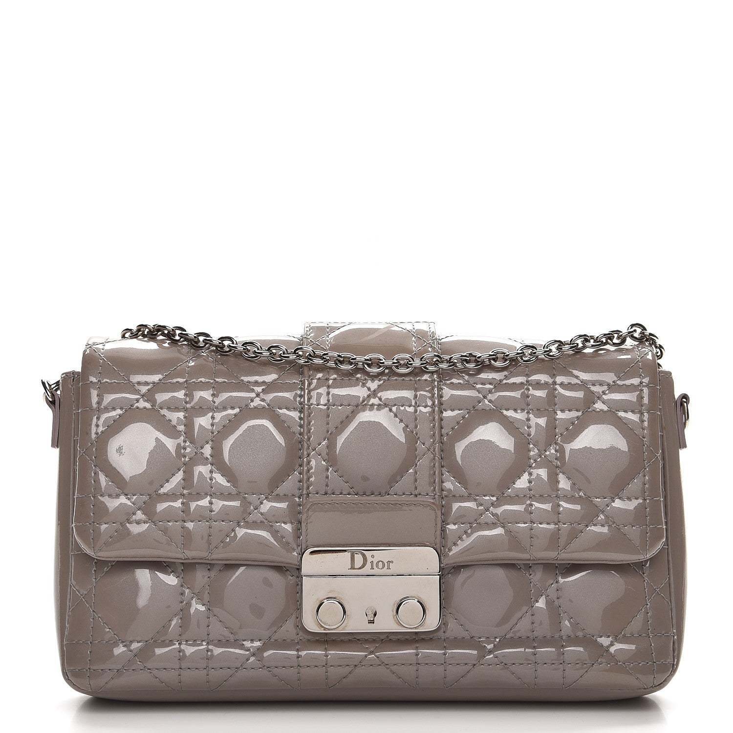 Christian Dior Patent Cannage New Lock Pouch Grey 1 of 6