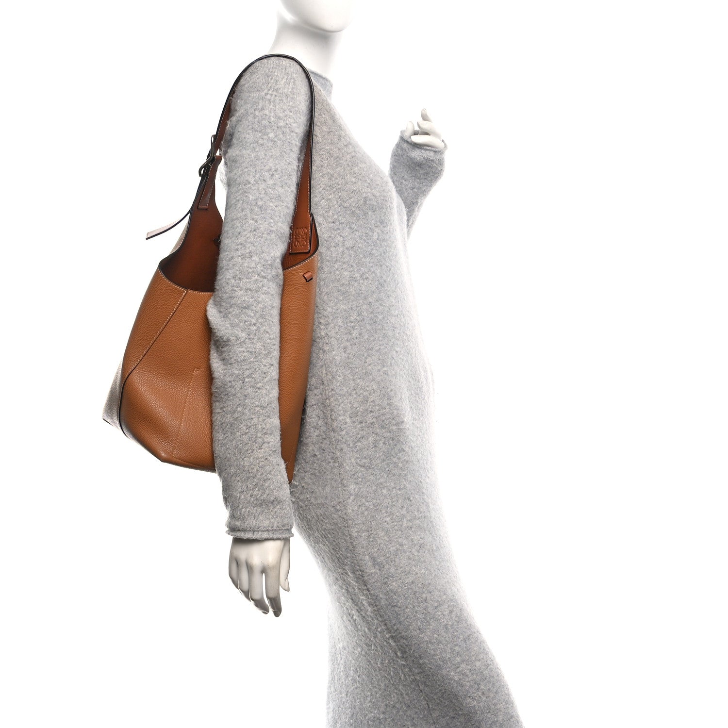 Loewe Calfskin Belted Balloon Bucket Shoulder Bag Tan 2 of 10