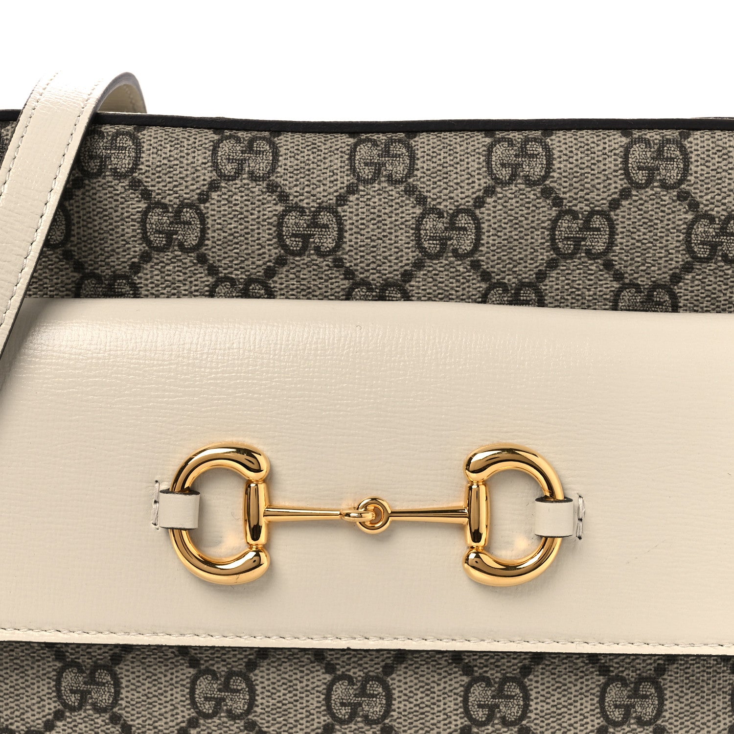 Gucci GG Supreme Monogram Small Horsebit 1955 Shoulder Bag Beige Mystic White 8 of 10