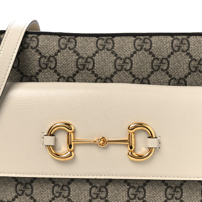 Gucci GG Supreme Monogram Small Horsebit 1955 Shoulder Bag Beige Mystic White 8 of 10