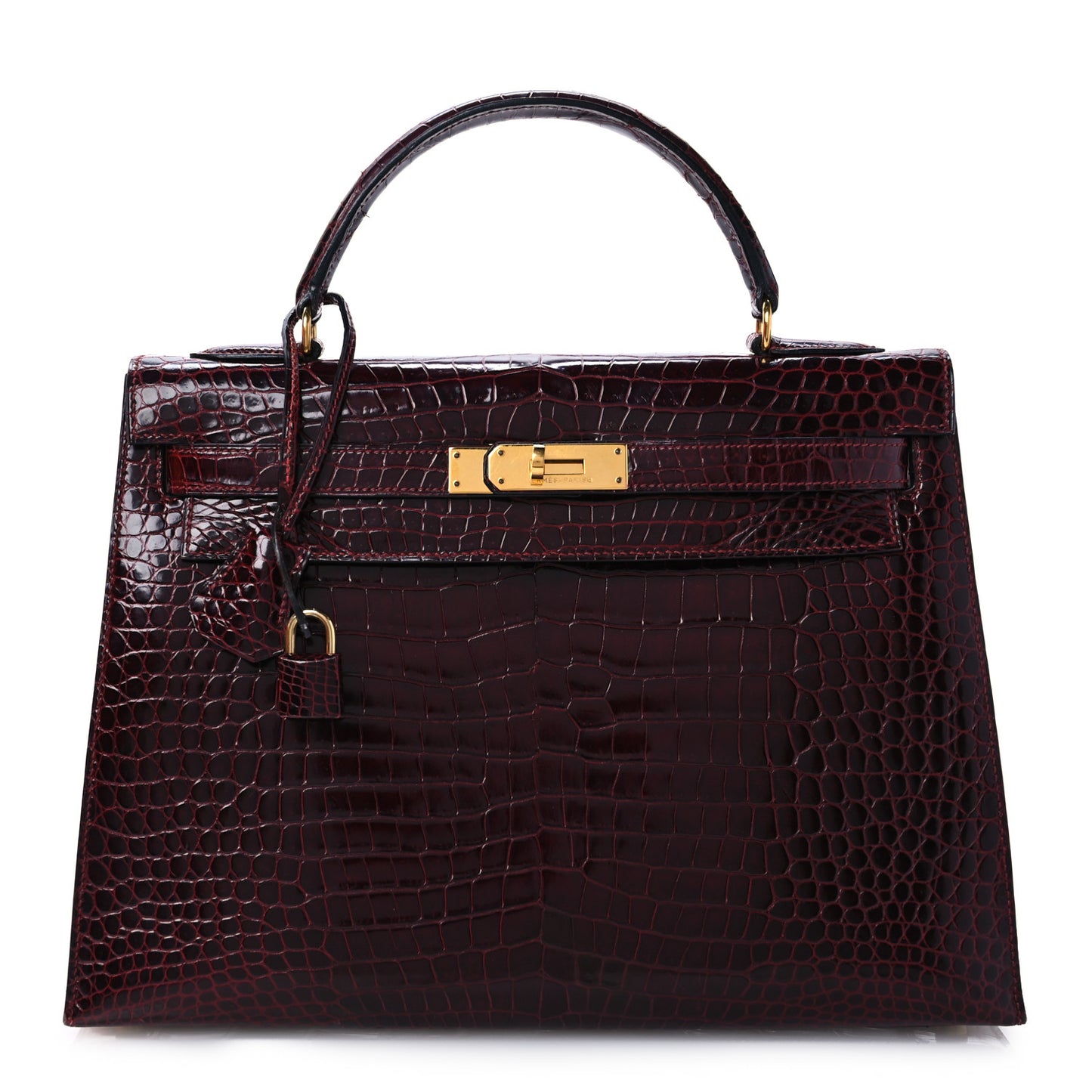 Shiny Porosus Crocodile Kelly Sellier 32 Rouge H