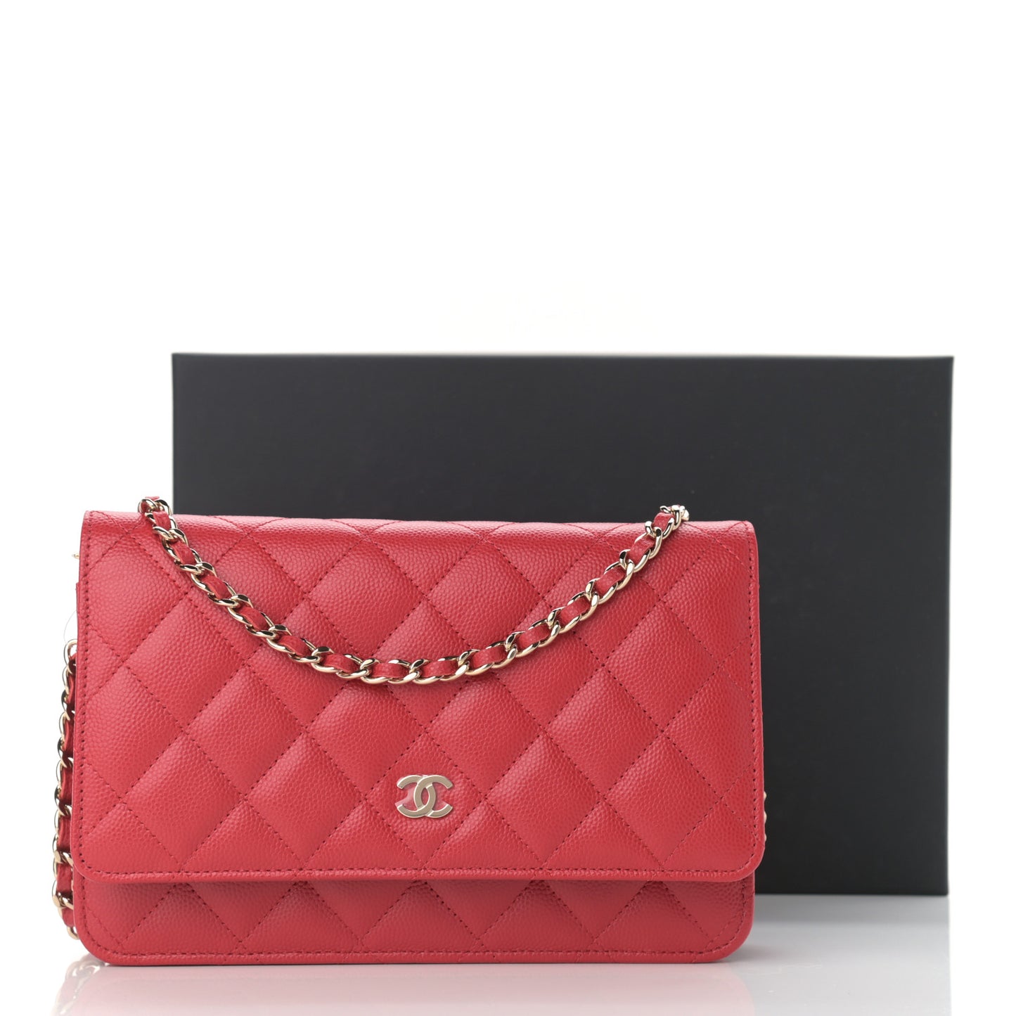 Caviar Quilted Wallet On Chain WOC Red