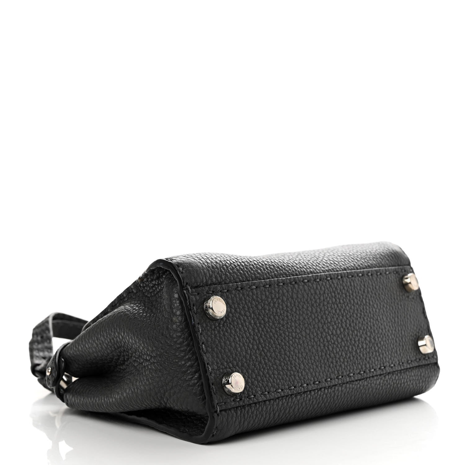 Fendi Cuoio Romano Selleria Bi-Color Mini Peekaboo Iconic Satchel Asfalto Latte 4 of 11
