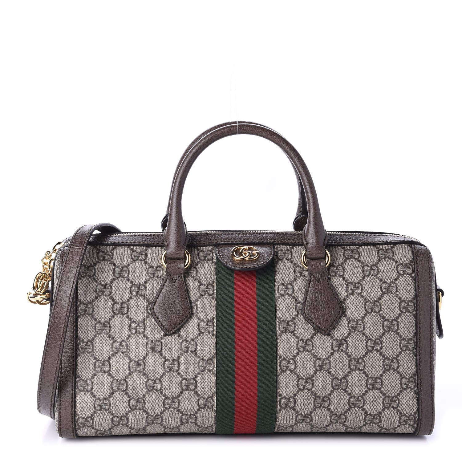 Gucci GG Supreme Monogram Web Medium Ophidia Boston Brown 1 of 11