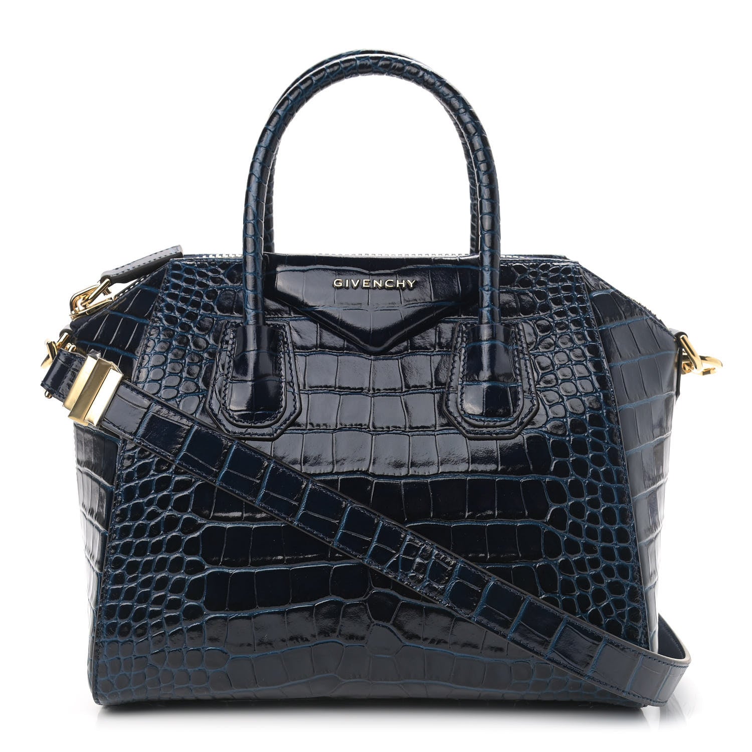 Givenchy Calfskin Crocodile Embossed Small Antigona Navy 1 of 9