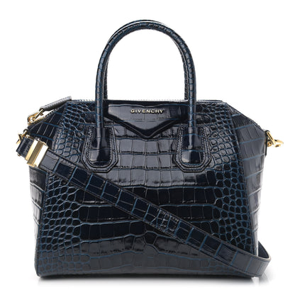 Givenchy Calfskin Crocodile Embossed Small Antigona Navy 1 of 9