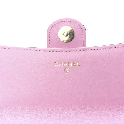 Chanel Lambskin Quilted Flap Phone Holder With Chain Black Lilac 6 of 12