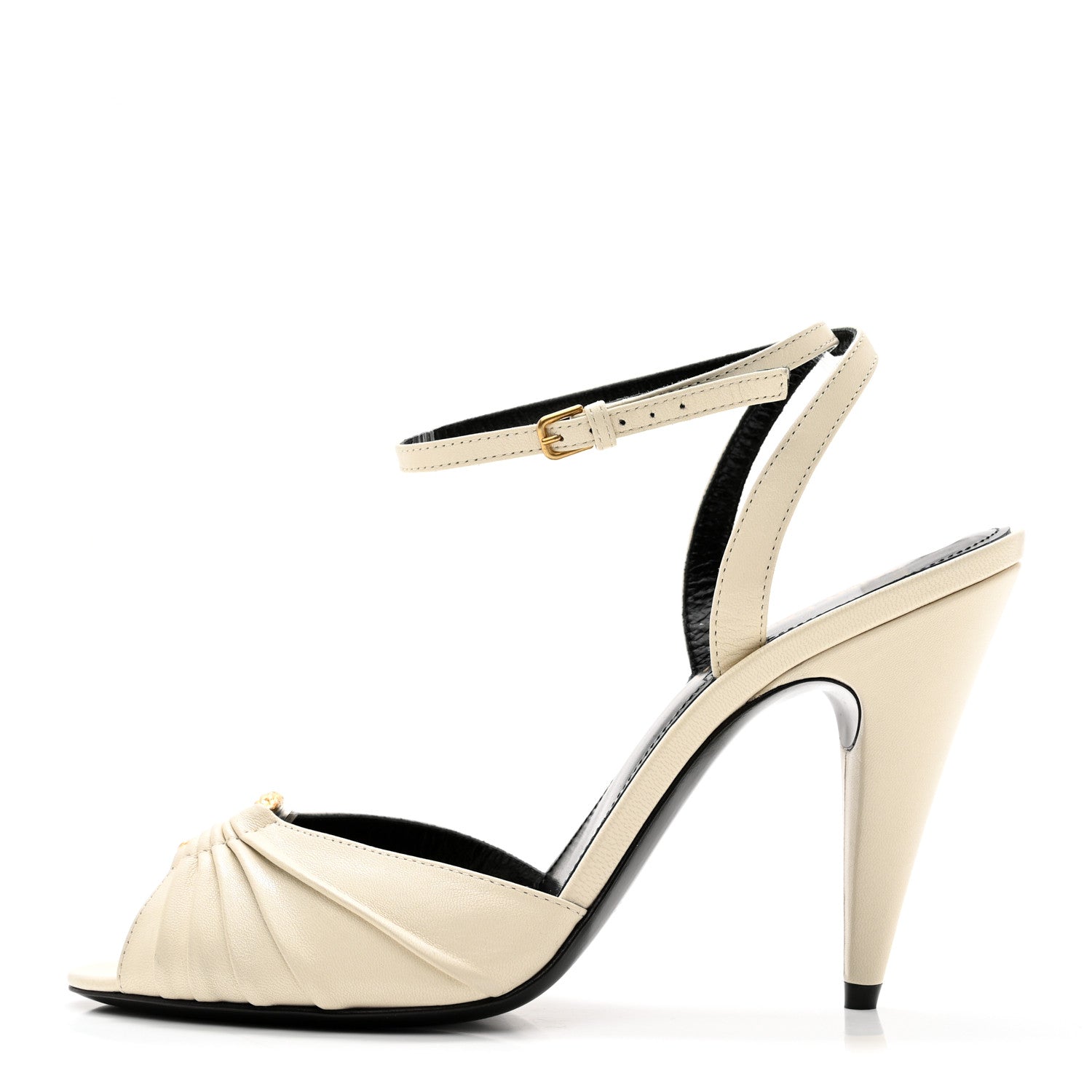 Saint Laurent Calfskin Alma 95 Ring Sandals 38.5 Pearl 1 of 9